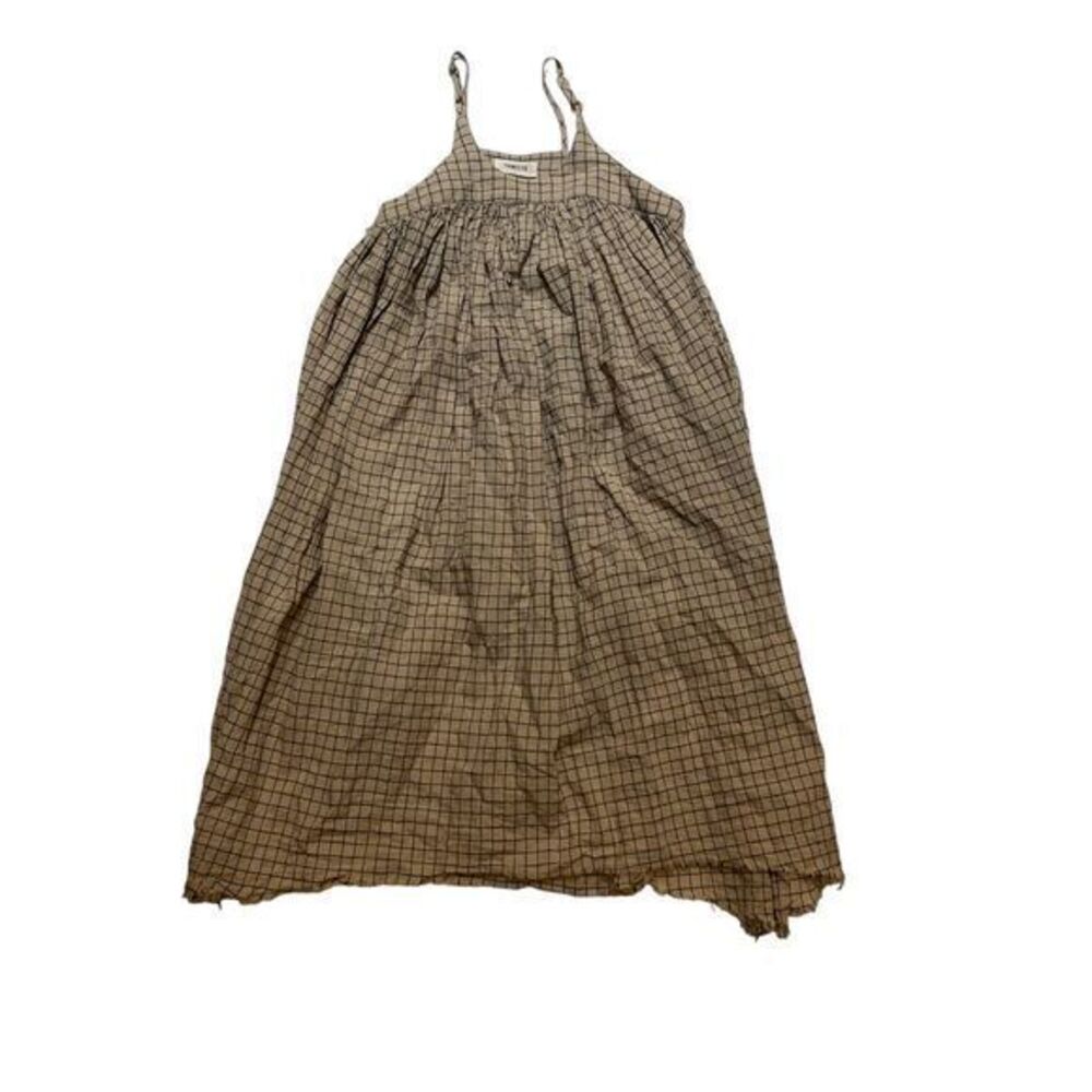 Tambere Kids Beige Checkered Sundress Spaghetti Strap‎ Summer 5T  Casual Dress